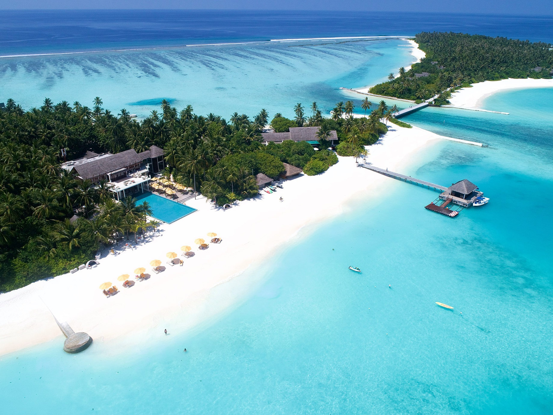 Niyama Private Islands Maldives Resort – Dhaalu Atoll, Maldives – Dune Beach Club Aerial View