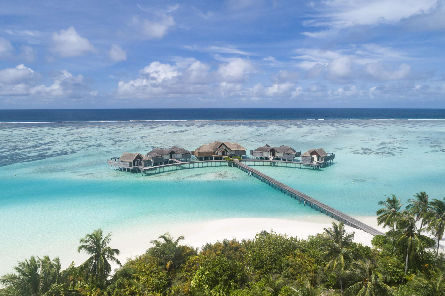 Niyama Private Islands Maldives Resort – Dhaalu Atoll, Maldives – The Crescent Overwater Pavilion Aerial Ocean View