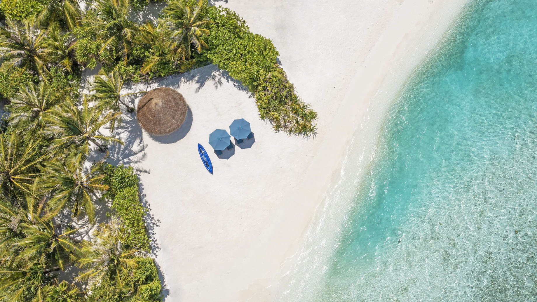 Naladhu Private Island Maldives Resort – South Male Atoll, Maldives – Two Bedroom Beach Pool Residence Beach Overhead Aerial View
