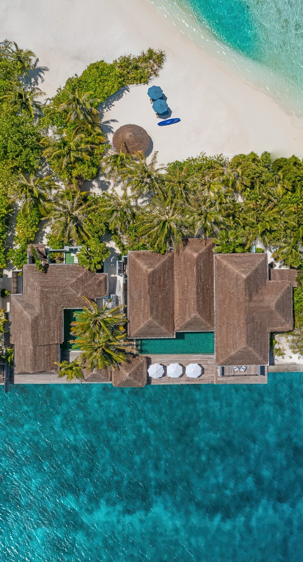 Naladhu Private Island Maldives Resort – South Male Atoll, Maldives – Two Bedroom Beach Pool Residence Overhead Aerial View