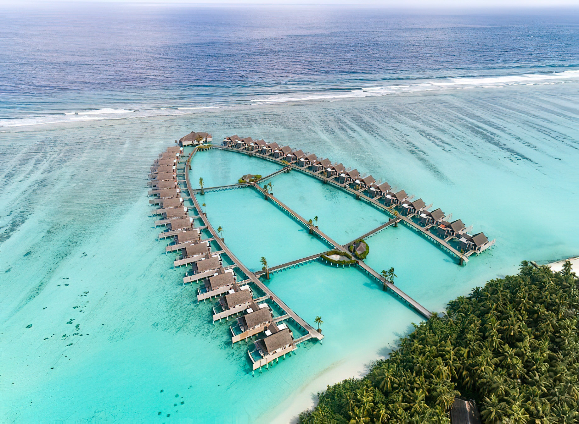 Niyama Private Islands Maldives Resort – Dhaalu Atoll, Maldives – Water Pool Villas Aerial View