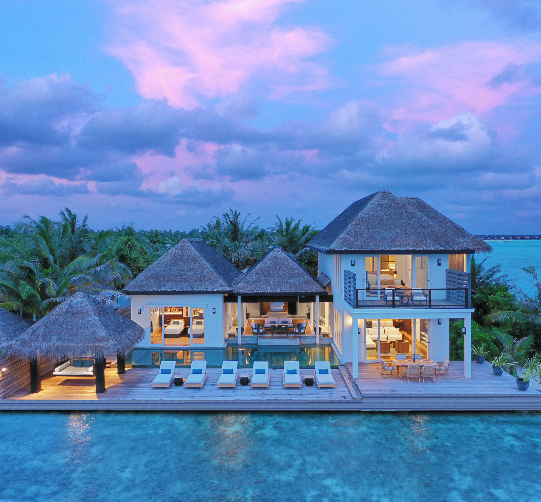 Naladhu Private Island Maldives Resort – South Male Atoll, Maldives – Two Bedroom Beach Pool Residence Night
