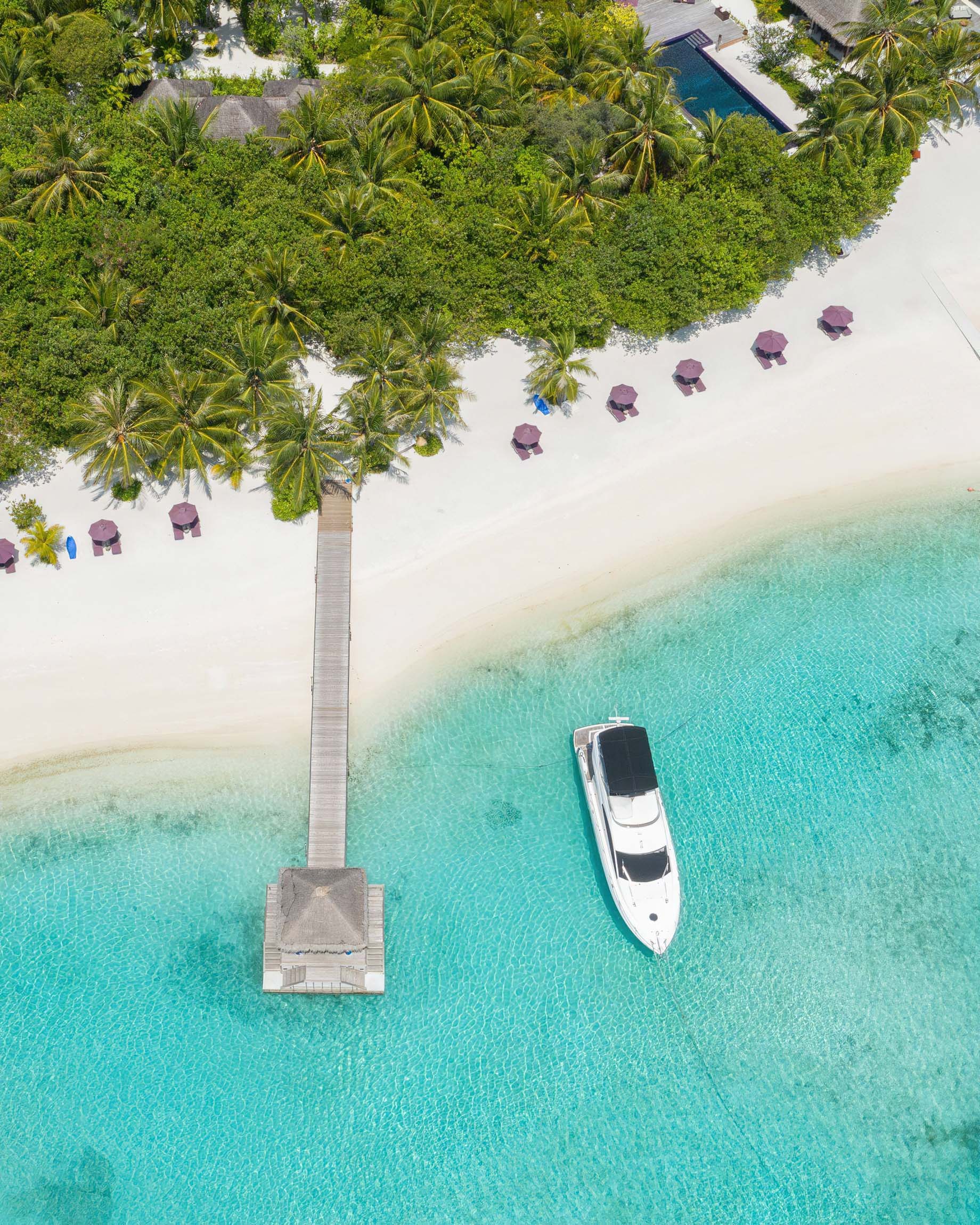 Naladhu Private Island Maldives Resort – South Male Atoll, Maldives – Arrival Jetty Overhead Aerial View