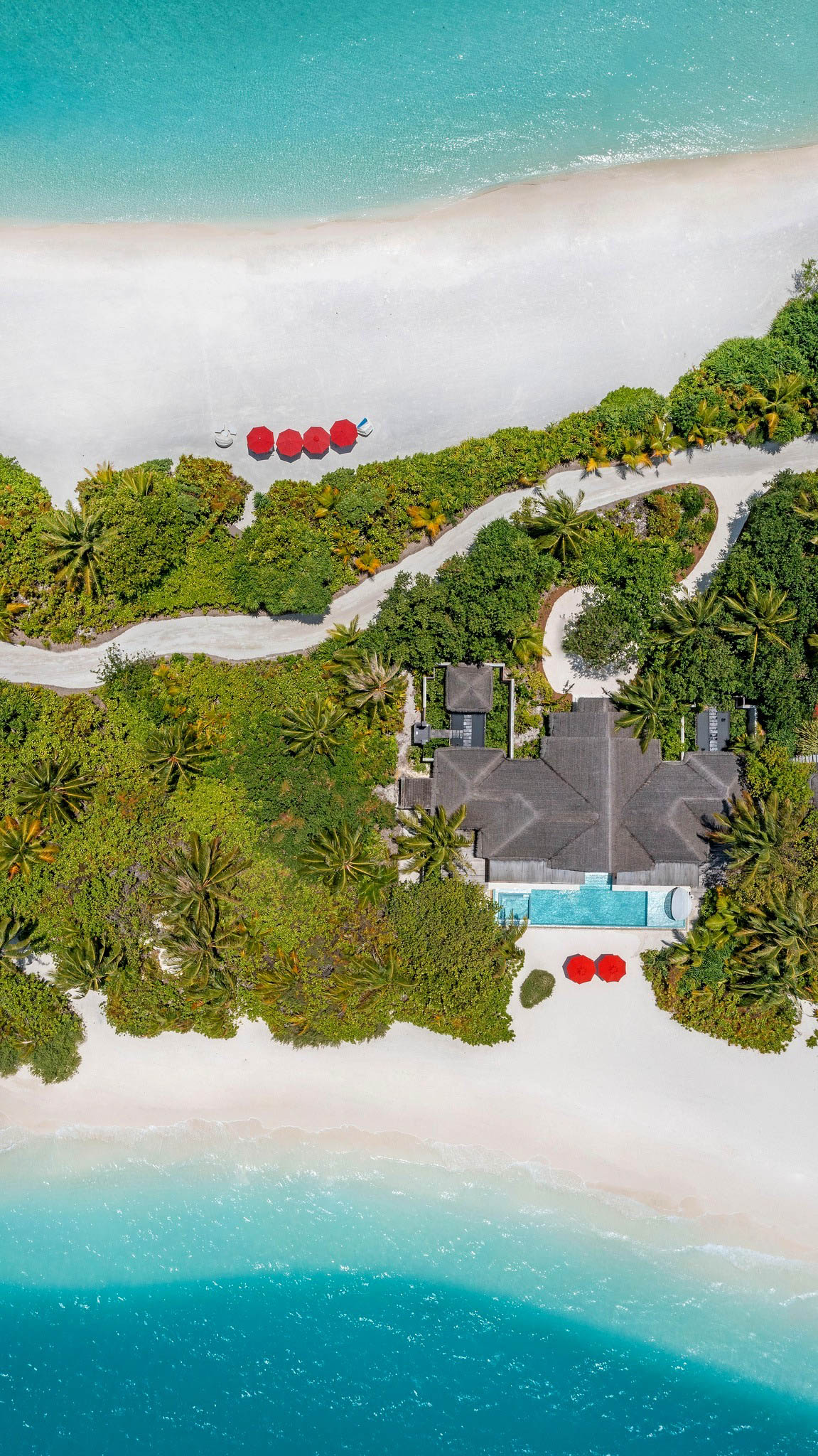 Niyama Private Islands Maldives Resort – Dhaalu Atoll, Maldives – Two Bedroom Beach Pool Pavilion Overhead Aerial View