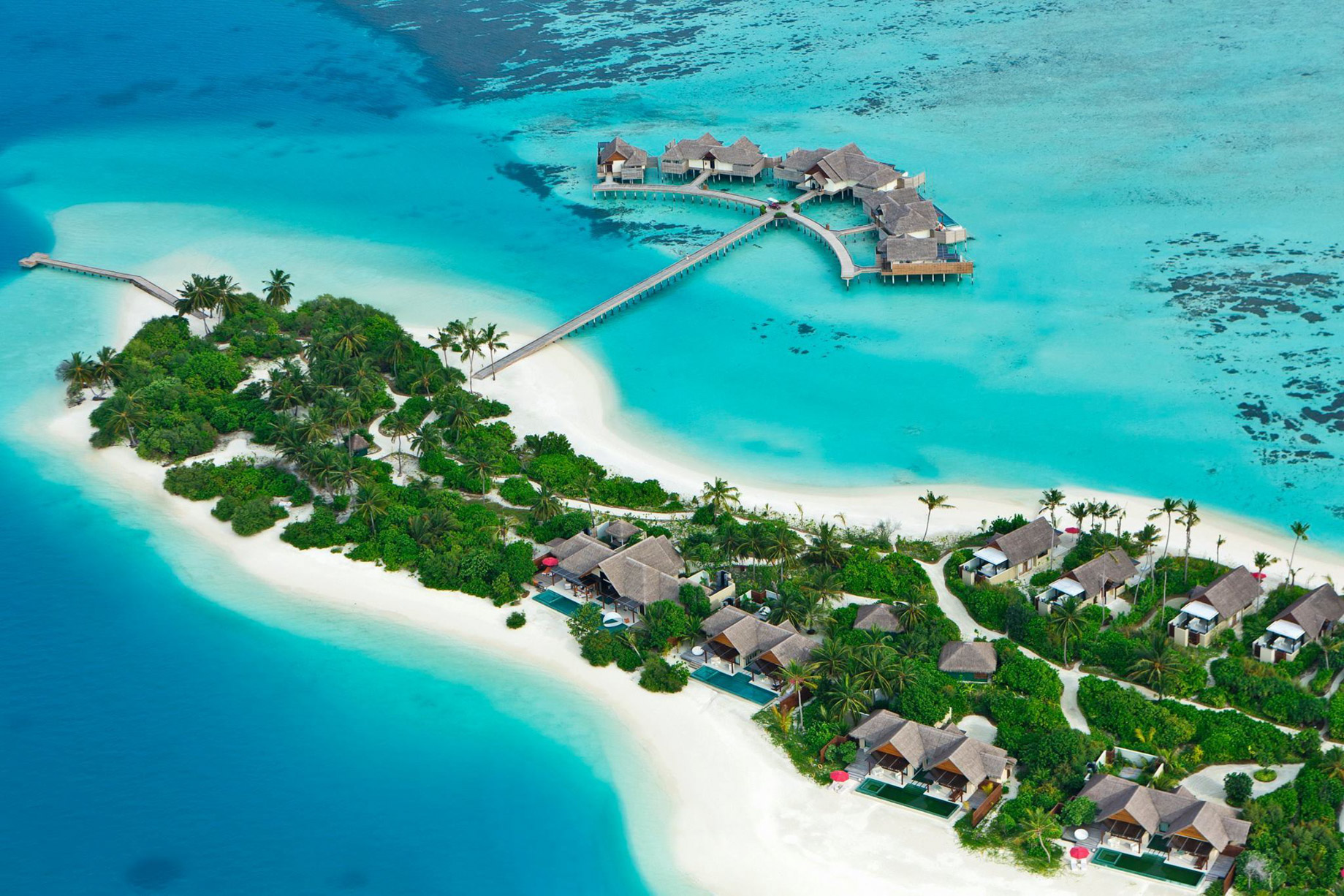Niyama Private Islands Maldives Resort – Dhaalu Atoll, Maldives – Beach Pool Pavilions and Water Villas Aerial View