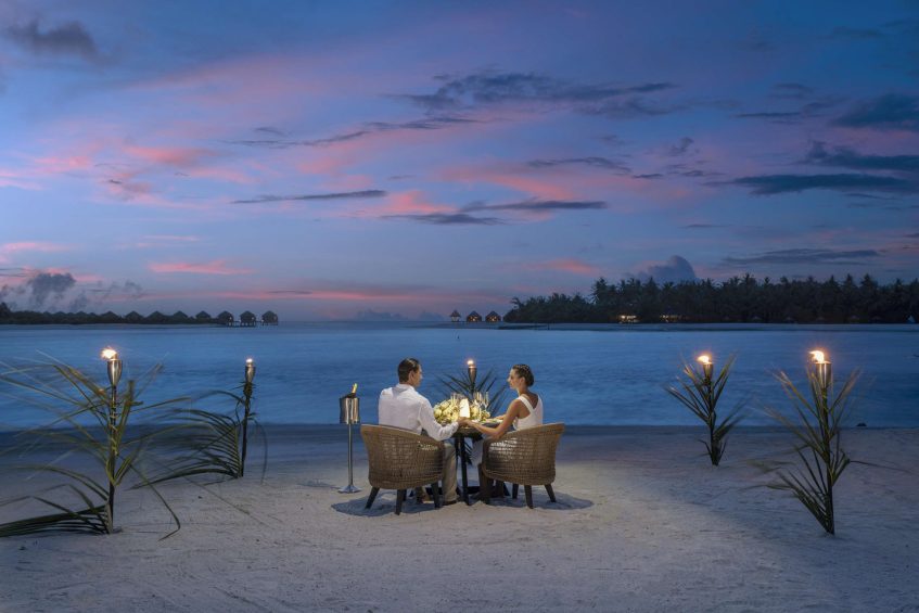 Naladhu Private Island Maldives Resort - South Male Atoll, Maldives - Private Beach Dining Sunset