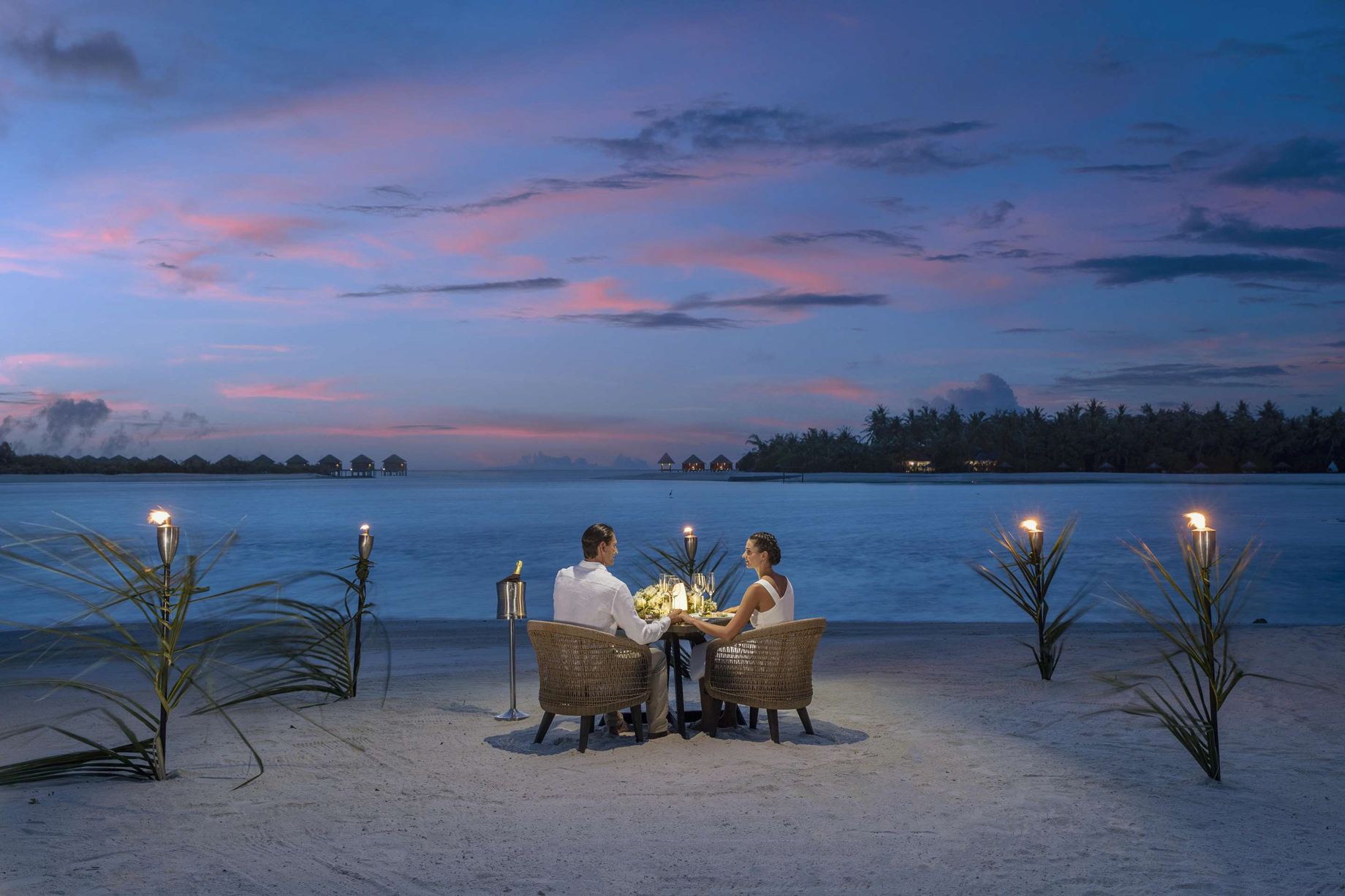Naladhu Private Island Maldives Resort – South Male Atoll, Maldives – Private Beach Dining Sunset