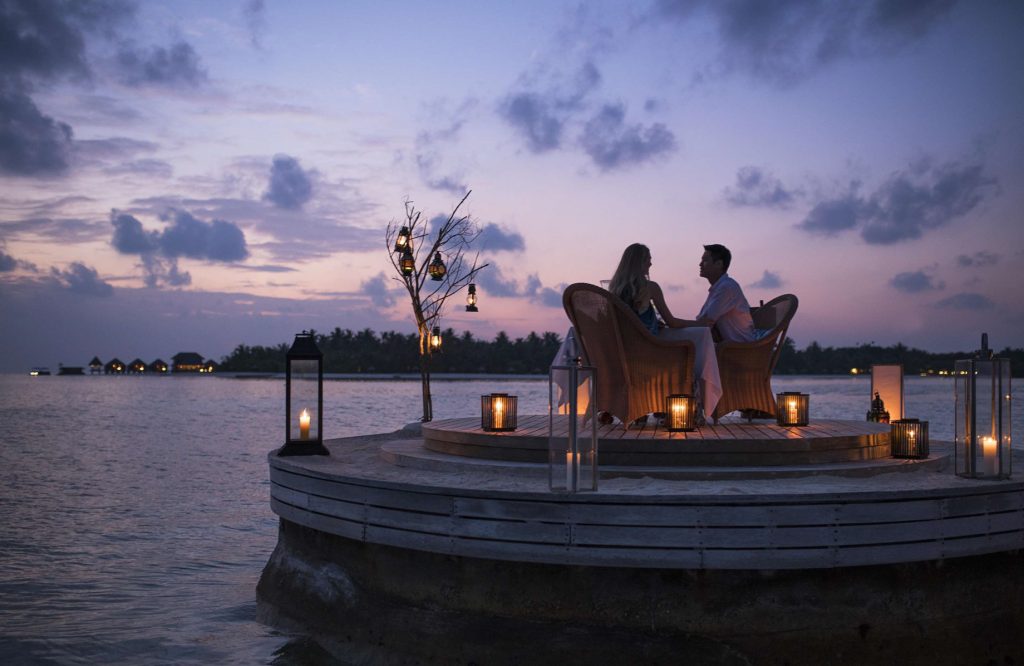 Naladhu Private Island Maldives Resort - South Male Atoll, Maldives - Private Jetty Dining Sunset