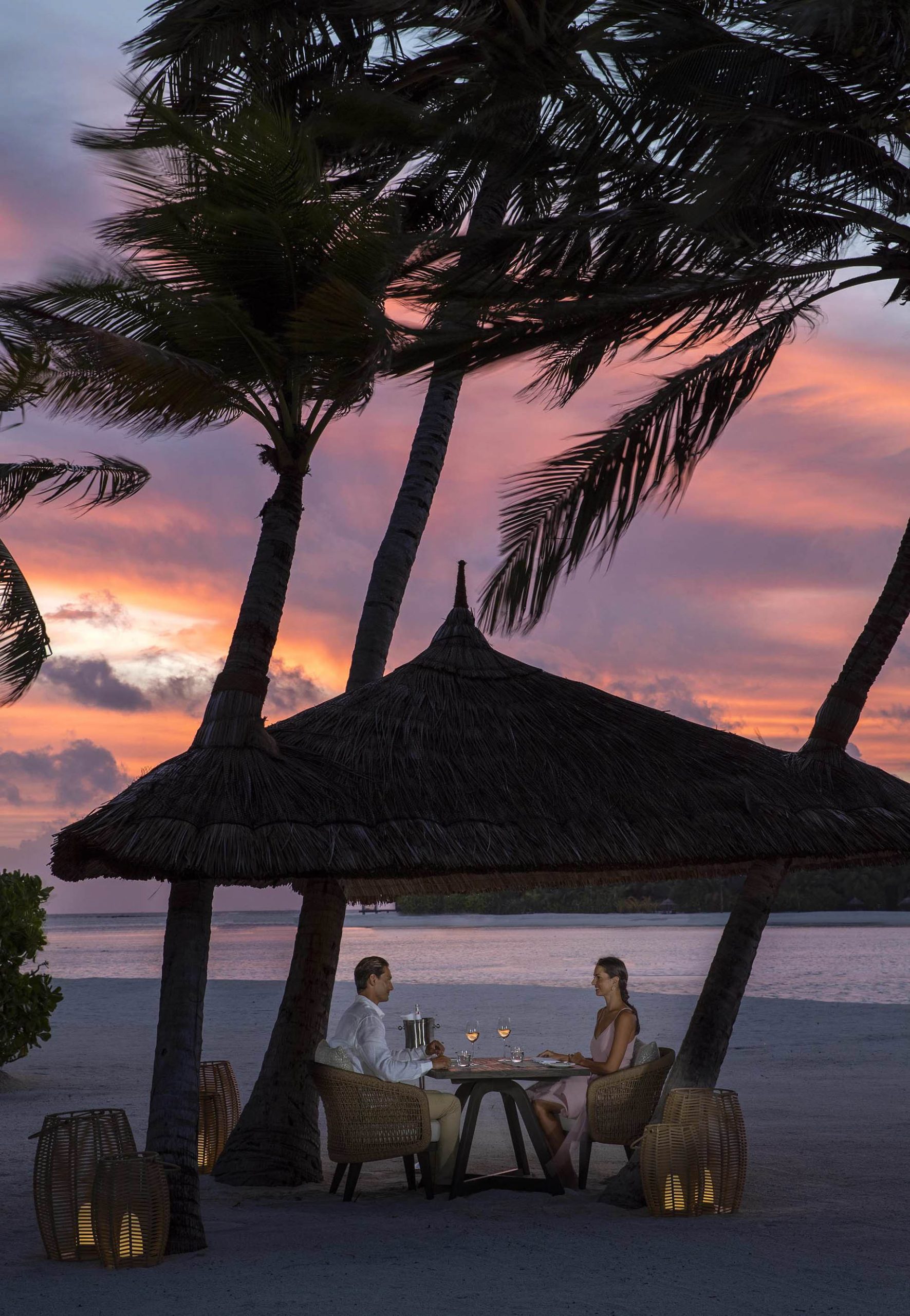Naladhu Private Island Maldives Resort – South Male Atoll, Maldives – Private Beach Dining Sunset