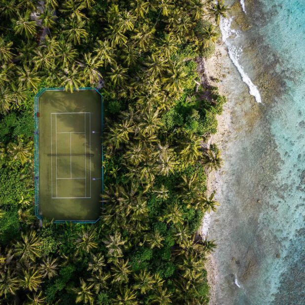 Niyama Private Islands Maldives Resort - Dhaalu Atoll, Maldives - Tennis Court Overhead Aerial Beach View