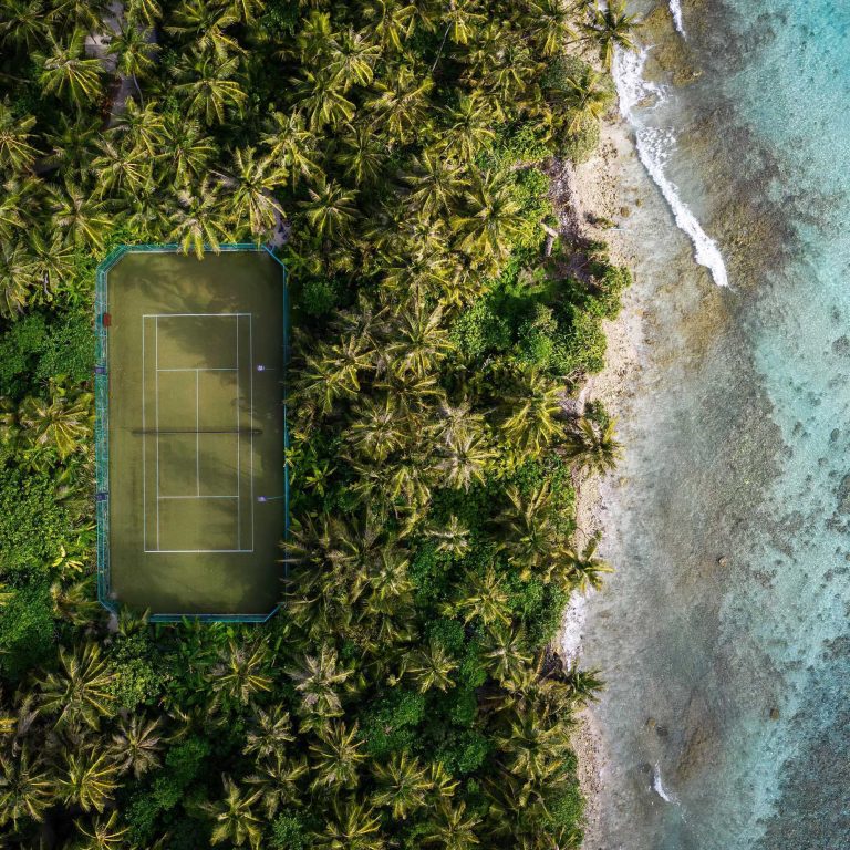 Niyama Private Islands Maldives Resort – Dhaalu Atoll, Maldives – Tennis Court Overhead Aerial Beach View