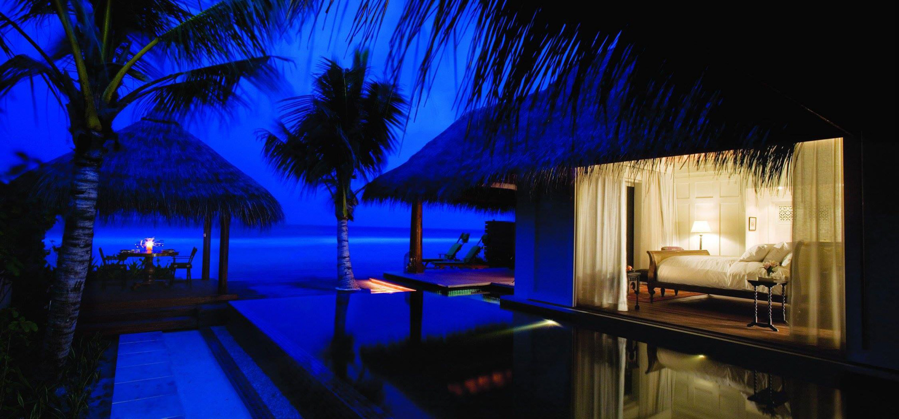 Naladhu Private Island Maldives Resort – South Male Atoll, Maldives – Two Bedroom Beach Pool Residence Night Ocean View