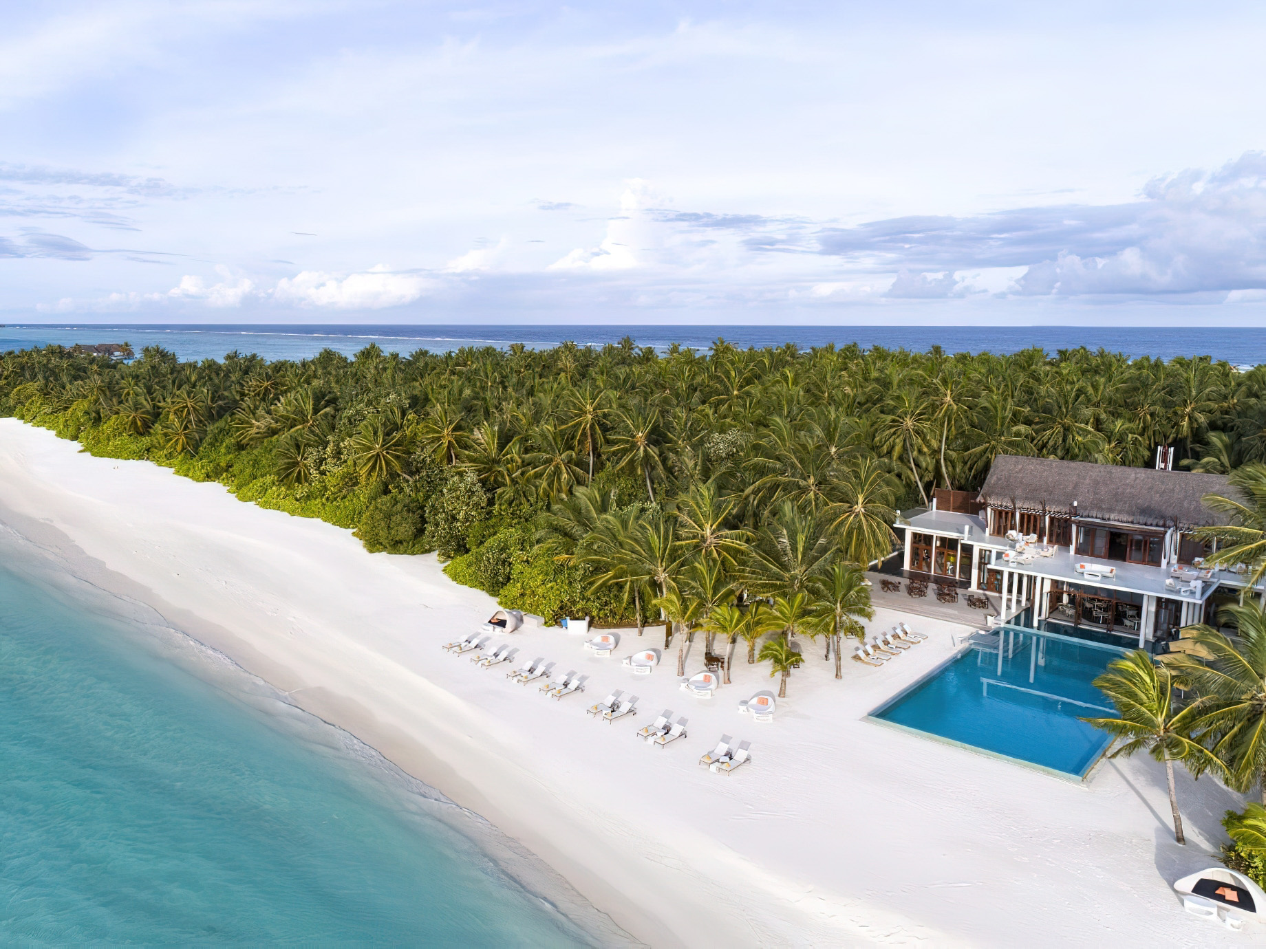 Niyama Private Islands Maldives Resort – Dhaalu Atoll, Maldives – Dune Beach Club Aerial View