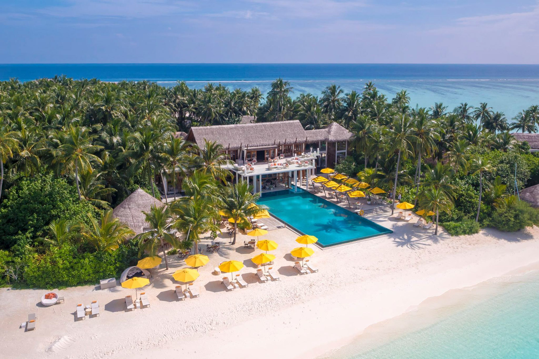 Niyama Private Islands Maldives Resort – Dhaalu Atoll, Maldives – Dune Beach Club Aerial View