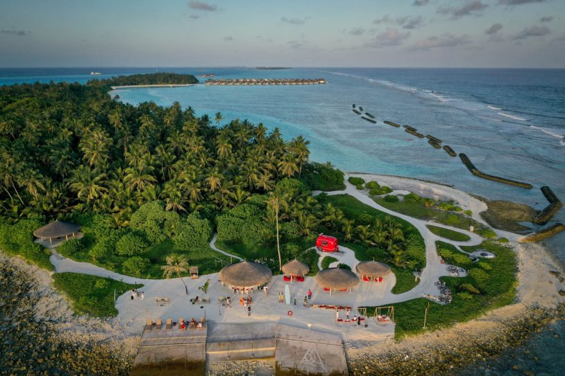 Niyama Private Islands Maldives Resort - Dhaalu Atoll, Maldives - Surf Center Aerial View Sunset