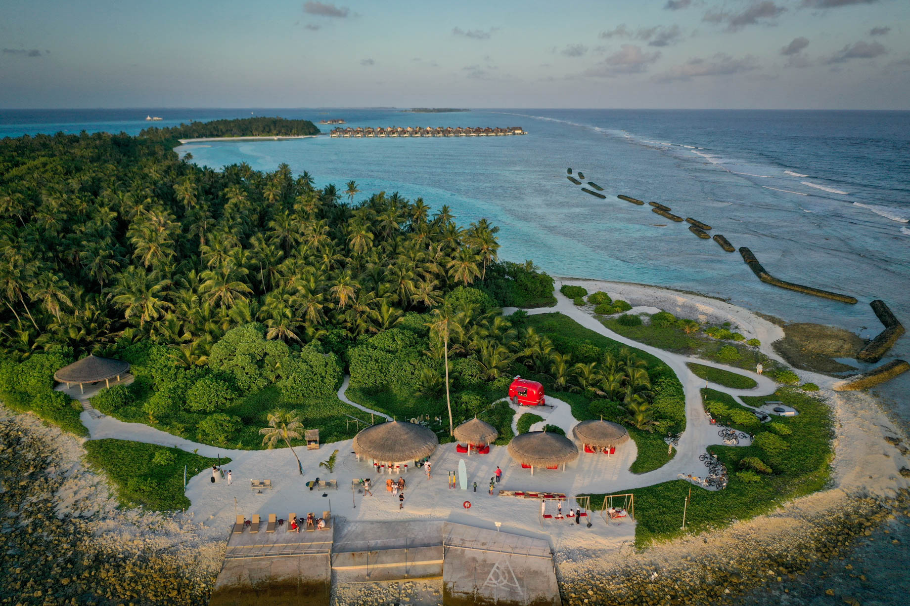 Niyama Private Islands Maldives Resort – Dhaalu Atoll, Maldives – Surf Center Aerial View Sunset