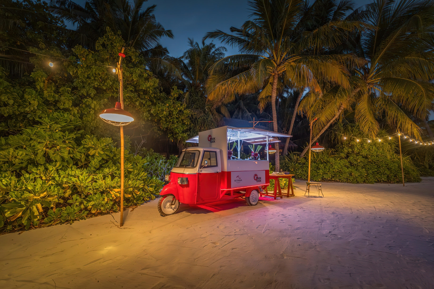 Niyama Private Islands Maldives Resort – Dhaalu Atoll, Maldives – Beach Dining Food Truck Night View