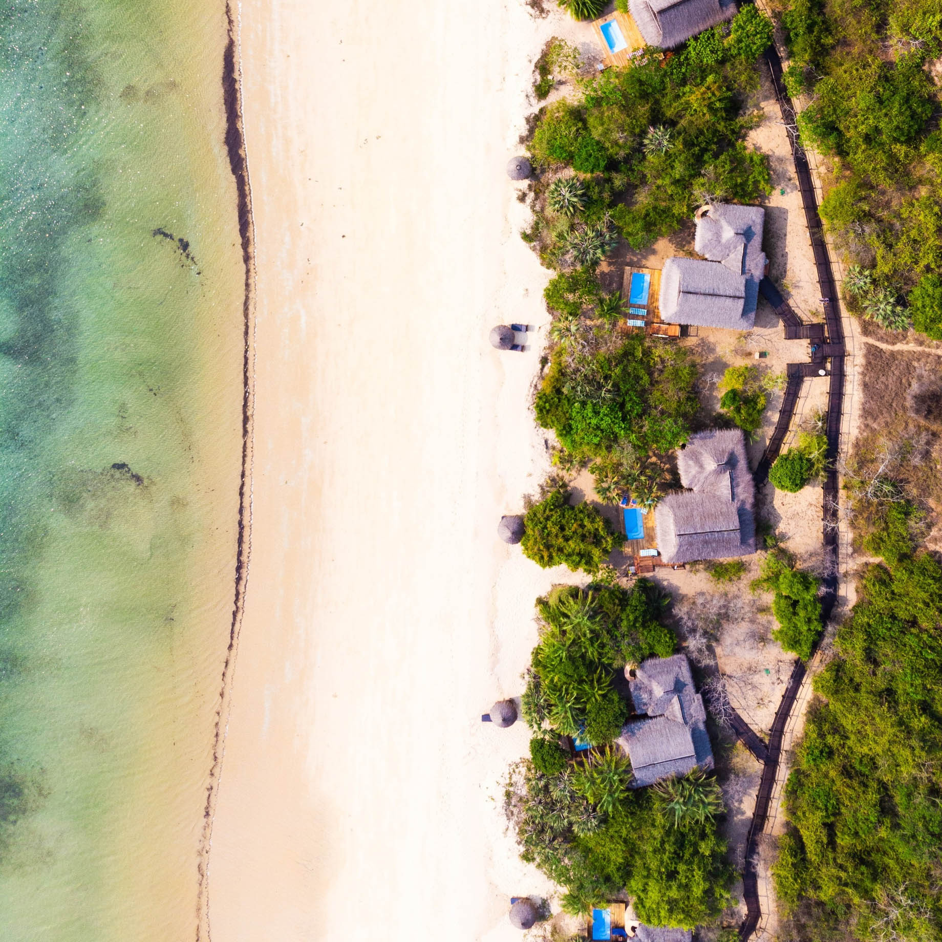 Anantara Bazaruto Island Resort - Mozambique - Beach Villas Overhead Aerial View