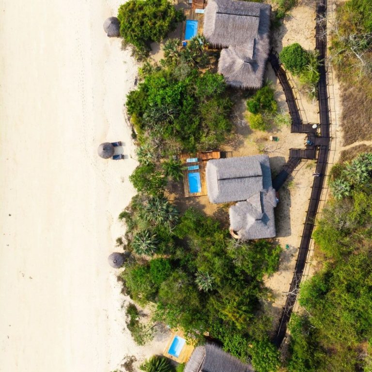Anantara Bazaruto Island Resort – Mozambique – Beach Villas Overhead Aerial View