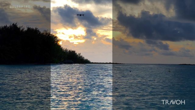 Drone - Sunset - Blue Heaven Island - Motu Paahi - Bora Bora, French Polynesia - Vertical 4K Travel