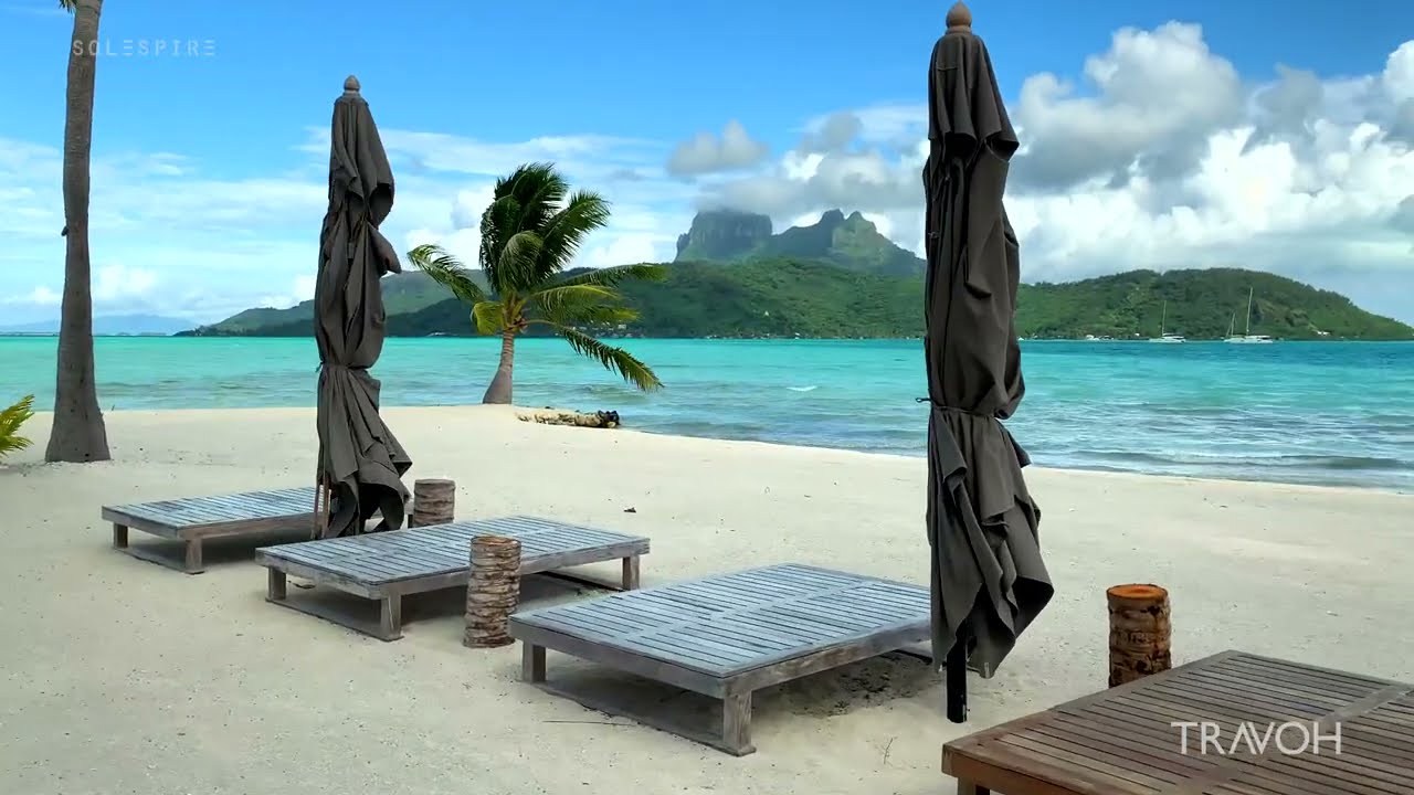 Drone Views - Tropical Island Ocean Nature - Motu Tane - Bora Bora, French Polynesia - 4K Travel