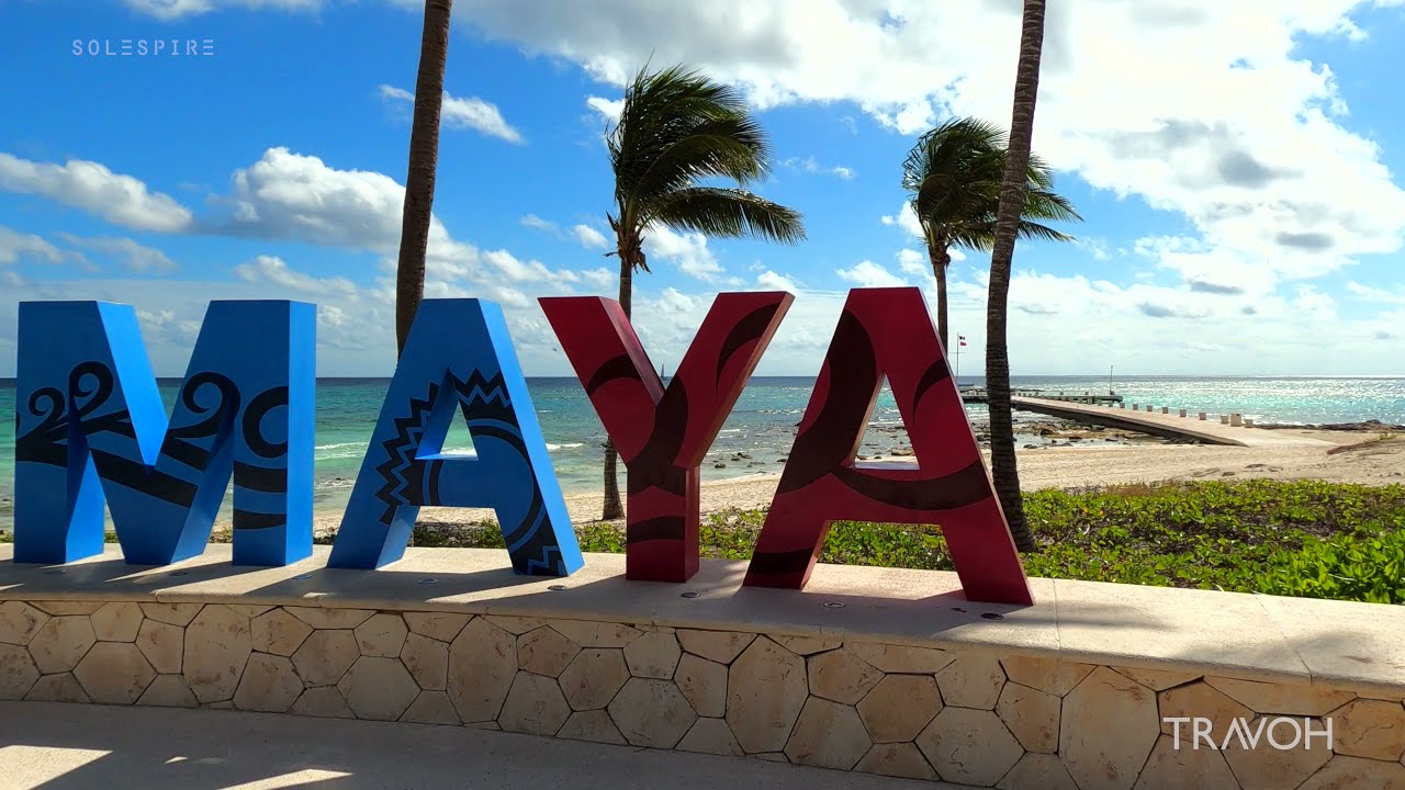Resort Beach Walk - Tropical Coast - Ocean Waves - Barcelo Maya Riviera Hotels, Mexico 4K Travel