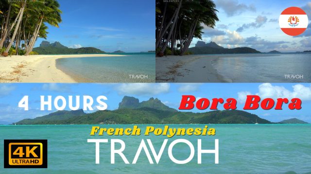 4 Hours - Relaxing Beach Waves, Sea Sounds - Motu Tane, Bora Bora, French Polynesia - 4K Travel