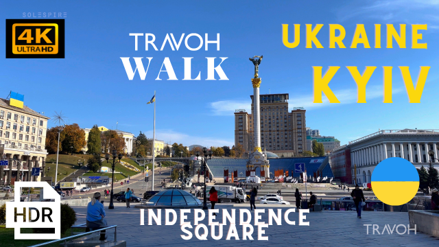 Kyiv, Ukraine Tour - Independence Square - Maidan Nezalezhnosti City Ambience ASMR 4K HDR Travel