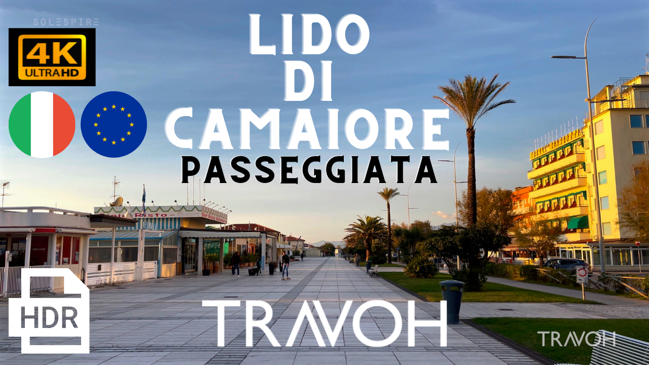 Lido Di Camaiore Passeggiata - Tuscany, Italy Culture Walking Tour ASMR Ambience 4K HDR Travel