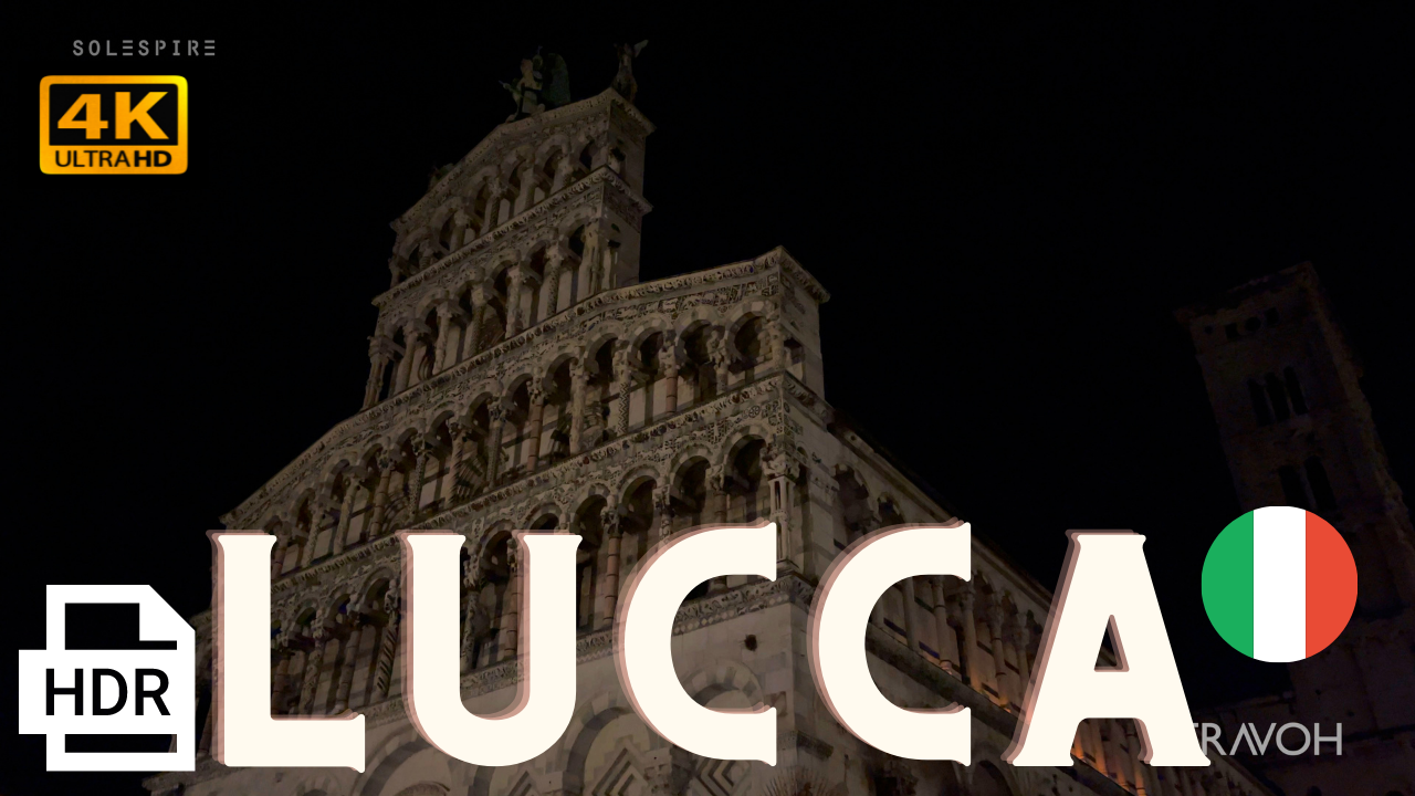 Lucca At Night - Cattedrale di San Martino - Tuscany Culture - Italy ASMR Ambience 4K HDR Travel