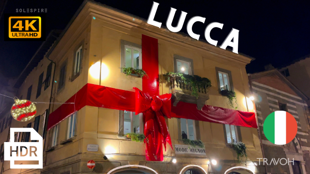 Lucca Christmas Walking Tour At Night - Tuscany, Italy - City Ambience ASMR - 4K HDR Travel