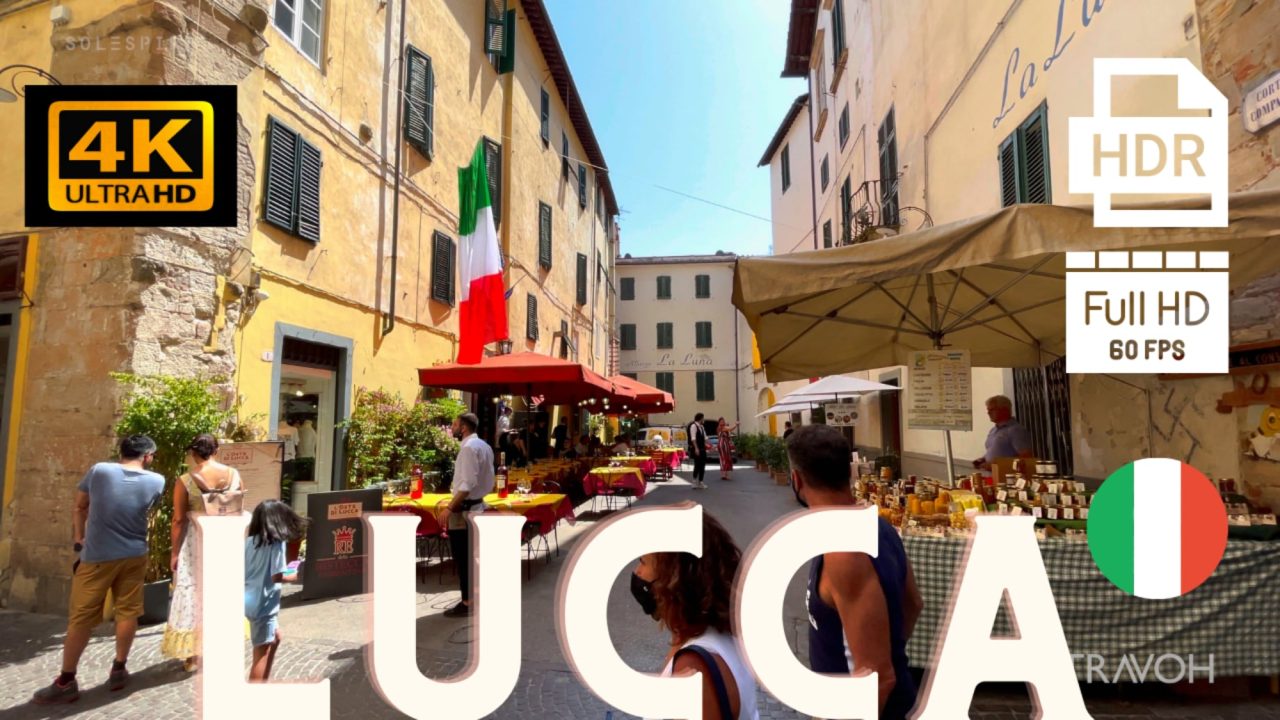 Lucca, Tuscany, Italy - 4K HDR 60fps - City Walking Tour - Day & Night Culture - Ultra HD Travel