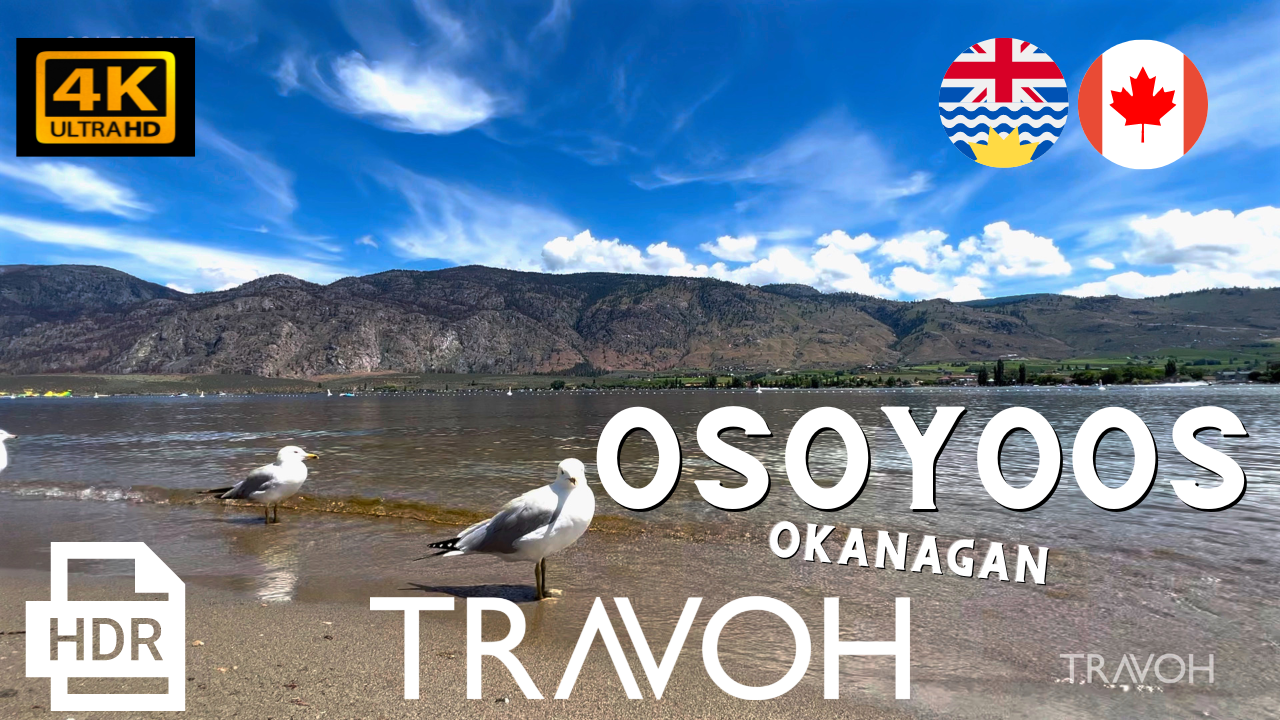 Nature Ambience, Scenic Mountains, Beach View - Osoyoos, British Columbia, Canada 4K HDR Travel
