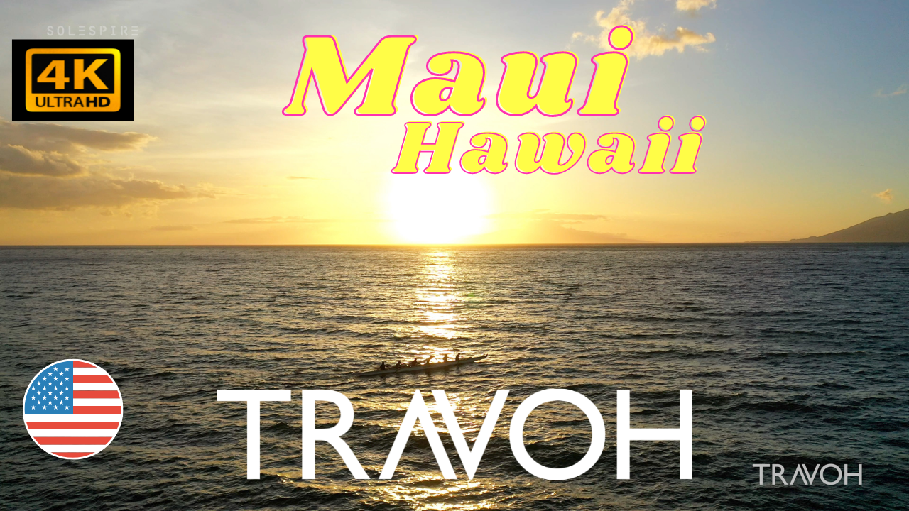 Ocean Ambience ASMR Sunset Drone View, Relaxing Sea Sounds - Kihei, Maui, Hawaii, USA 4K Travel