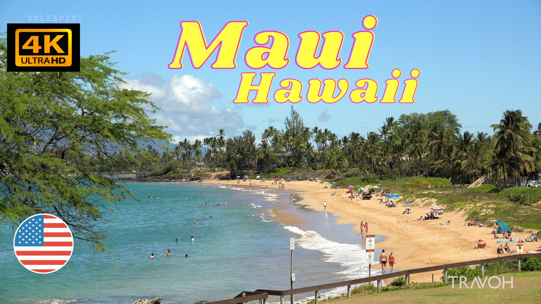 Tropical Beach Ambience ASMR 4 Hours of Relaxing Ocean Sea Sounds - Maui, Hawaii, USA 4K Travel