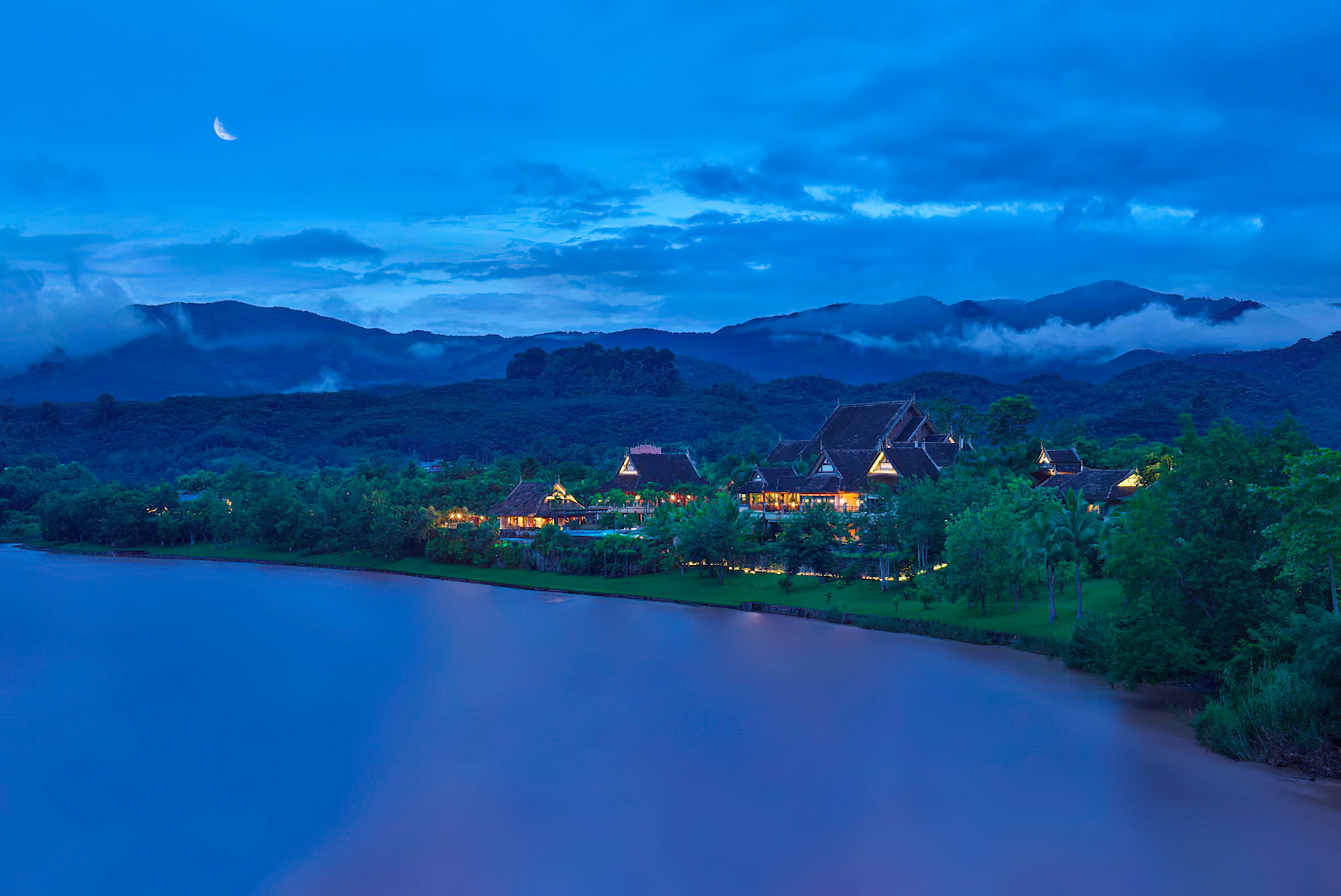 Anantara Xishuangbanna Resort – Mengla County, China – Resort Aerial Night View