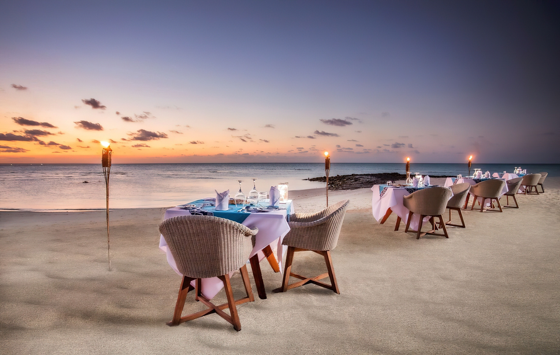 Anantara Medjumbe Island Resort – Mozambique – Beach Dining Sunset
