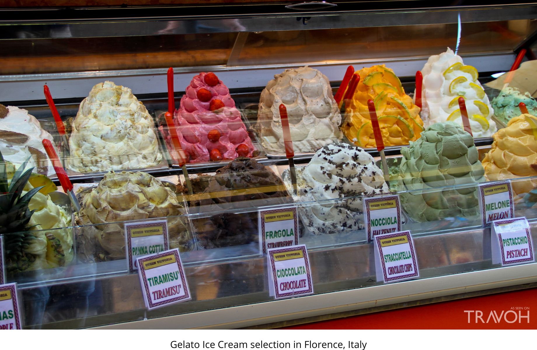 Gelato Ice Cream selection in Florence, Italy