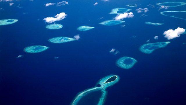 Maldives, Baa Atoll, Islands, Aerial View