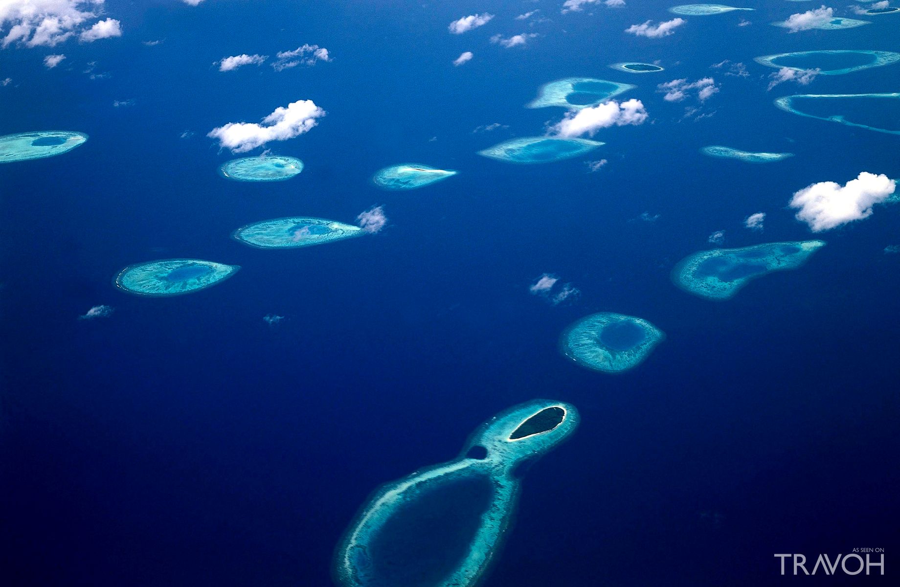 Maldives, Baa Atoll, Islands, Aerial View