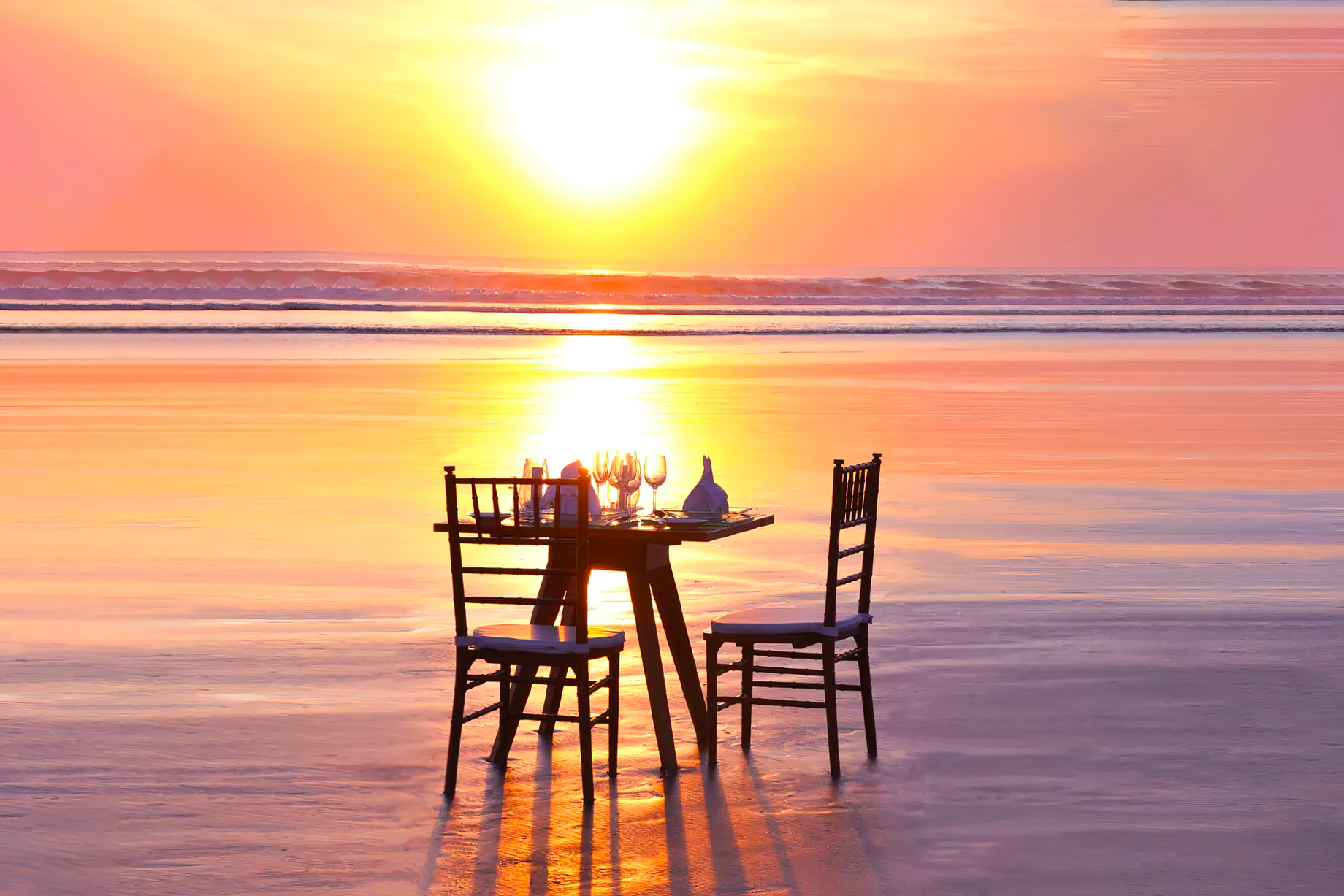 Anantara Seminyak Bali Resort - Bali, Indonesia - Beach Private Dining Sunset View