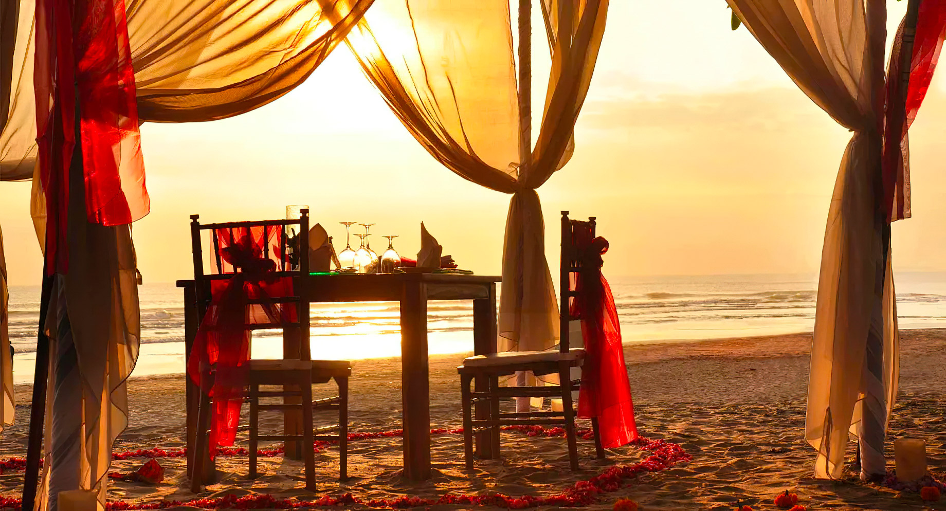 Anantara Seminyak Bali Resort - Bali, Indonesia - Beach Private Dining Sunset View