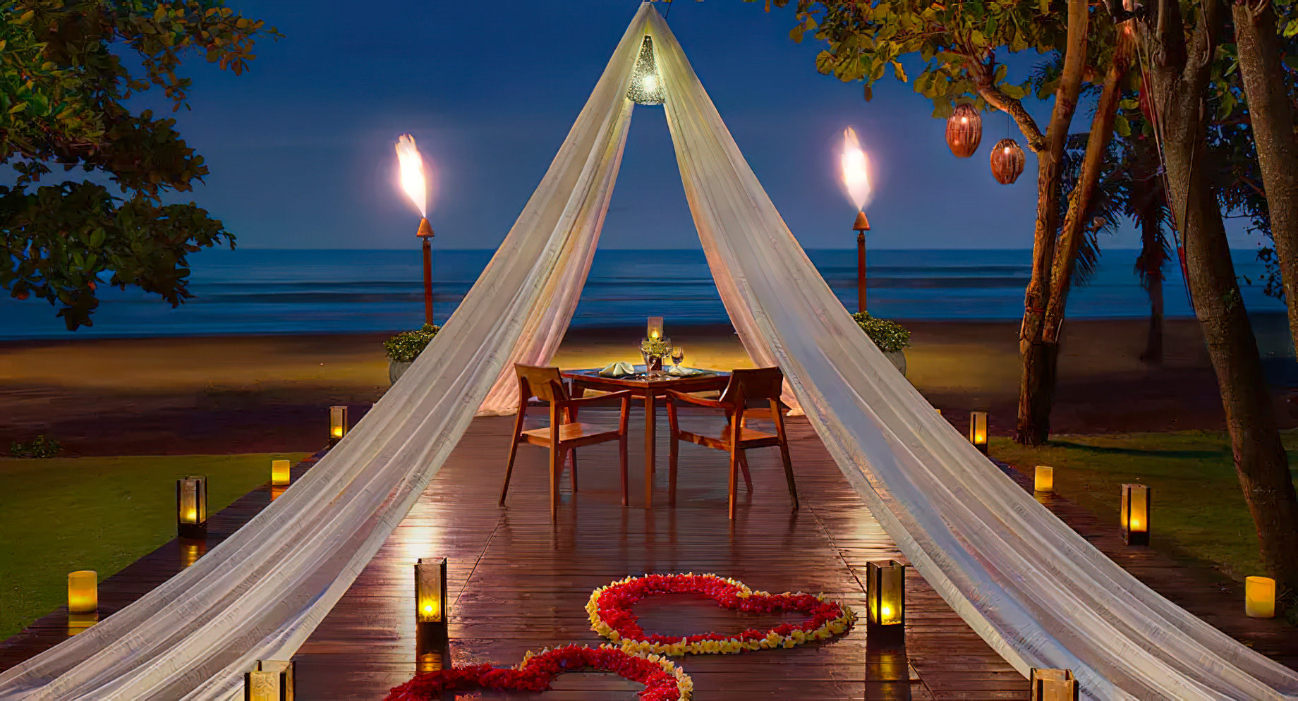 Anantara Seminyak Bali Resort – Bali, Indonesia – Beachfront Private Dining Night View