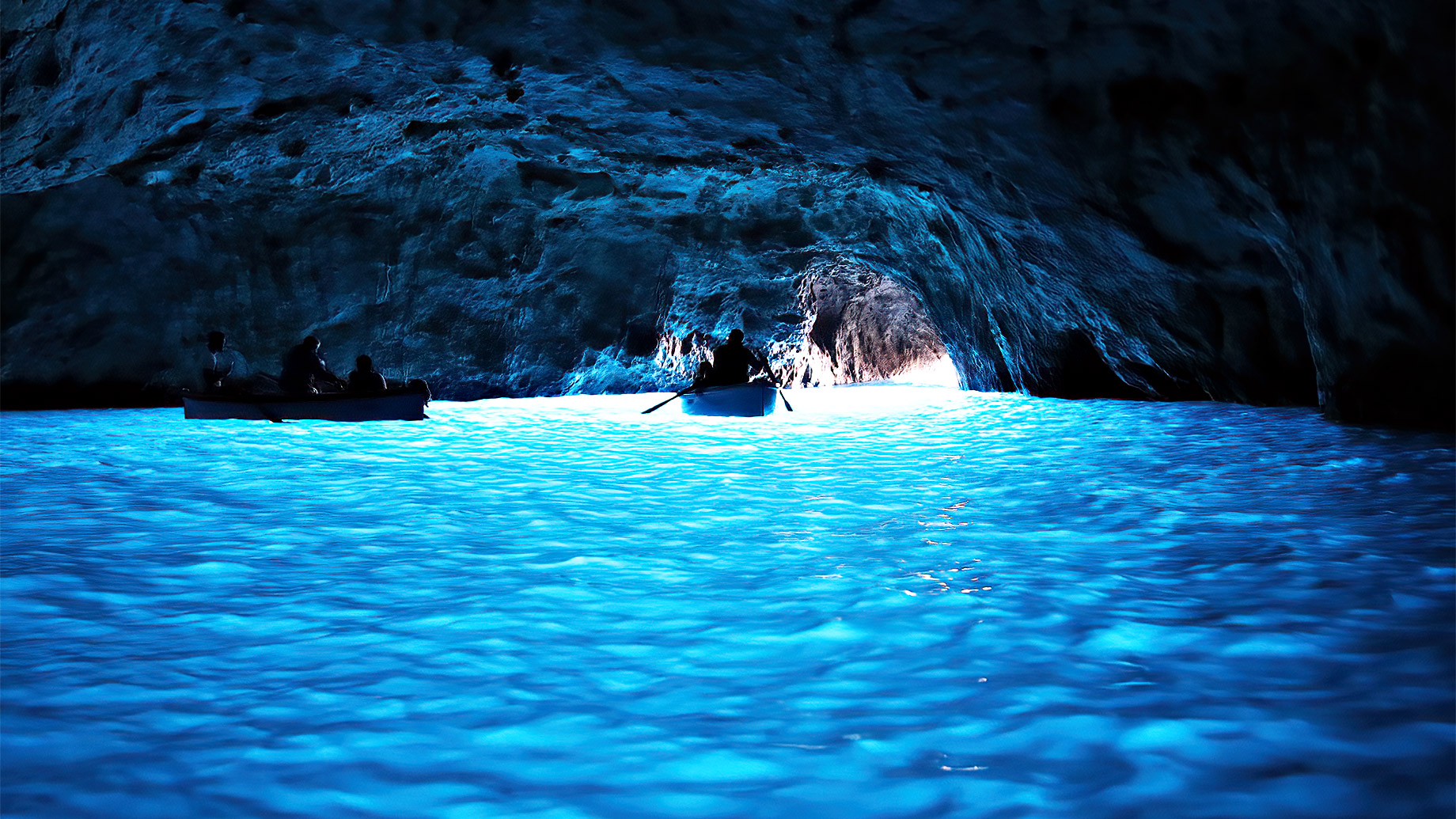 Blue Grotto on the coast of the island of Capri, Italy