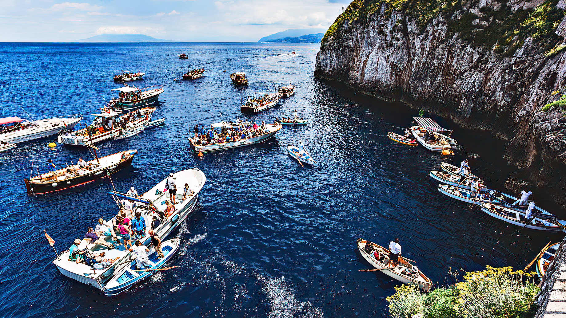 Blue Grotto cave on the coast of the island of Capri