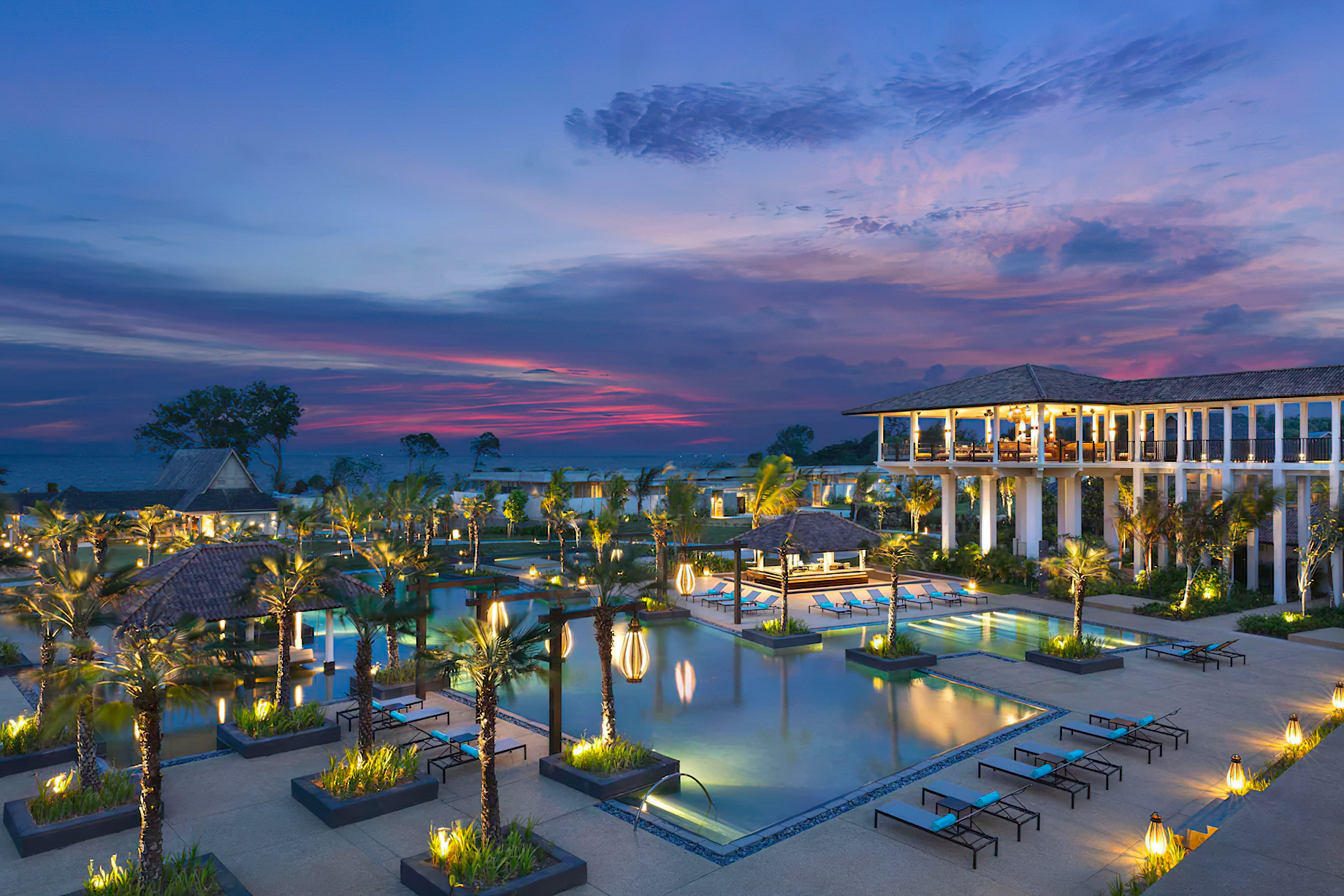 Anantara Desaru Coast Resort & Villas – Johor, Malaysia – Resort Pool Deck Sunset
