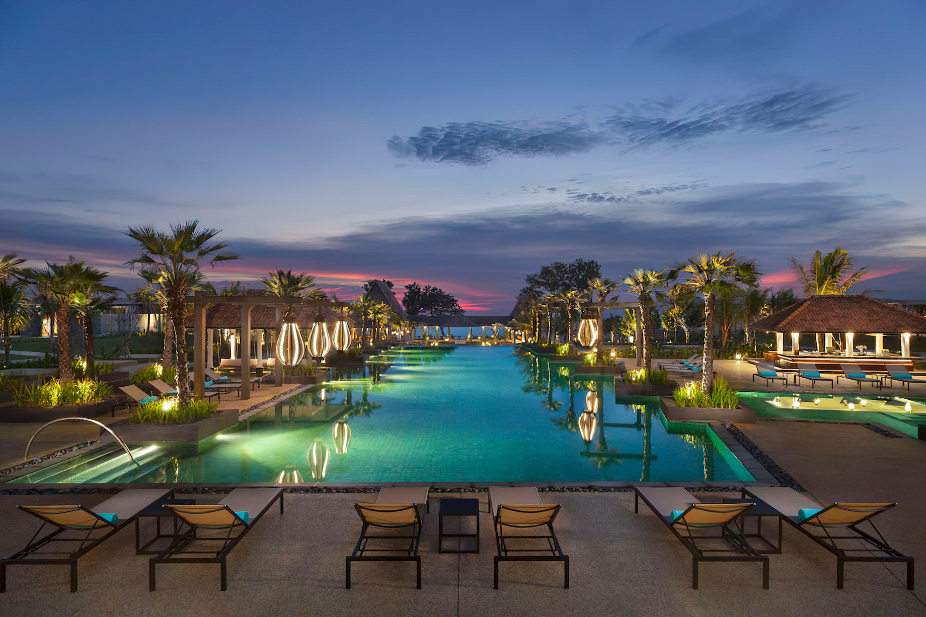 Anantara Desaru Coast Resort & Villas - Johor, Malaysia - Resort Pool Deck Sunset