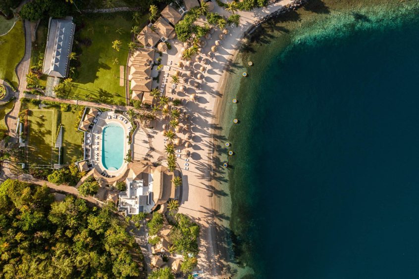 Sugar Beach, A Viceroy Resort - La Baie de Silence, Saint Lucia - Resort Pool and Beach Overhead Aerial View