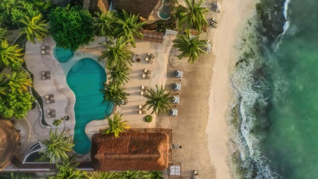 Viceroy Riviera Maya Resort - Playa del Carmen, Mexico - Pool and Beach Overhead Aerial