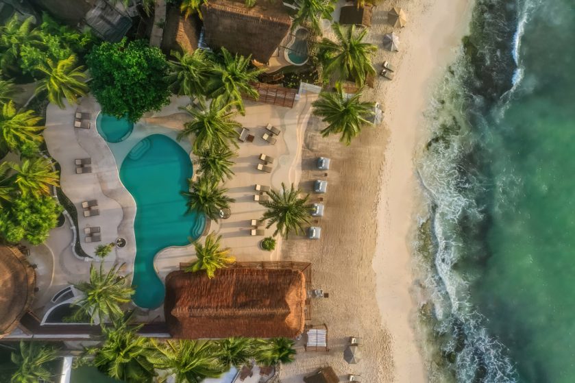 Viceroy Riviera Maya Resort - Playa del Carmen, Mexico - Pool and Beach Overhead Aerial